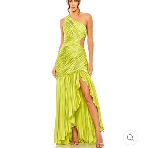 Mac Duggal SIDE CUT-OUT ONE-SHOULDER PLEATED GOWN